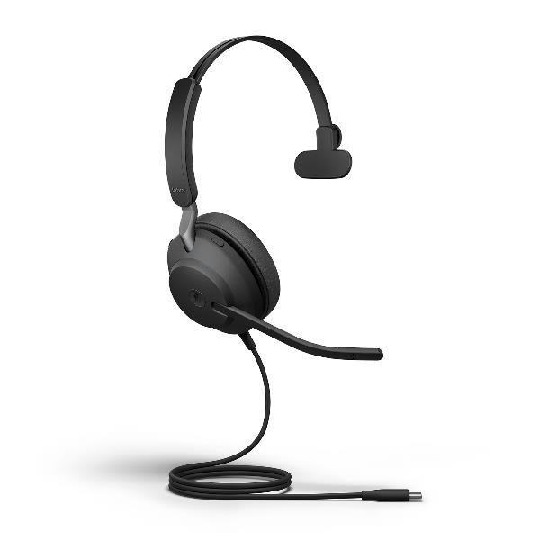 Jabra Evolve2 40 MS Mono - Cuffie con microfono - on-ear - convertibile - cablato - USB-C - isolamento dal rumore - Certificato per i team Microsoft