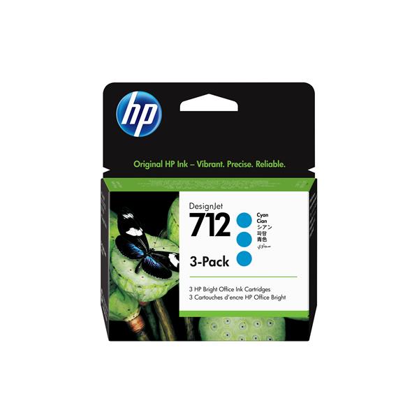 HP 712 - Confezione da 3 - 29 ml - ciano - originale - DesignJet - cartuccia d'inchiostro - per DesignJet Studio, T210, T230, T250, T630, T650