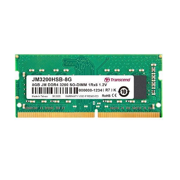 Transcend JetRAM - DDR4 - modulo - 8 GB - SO DIMM 260-pin - 3200 MHz / PC4-25600 - CL22 - 1.2 V - senza buffer - non ECC