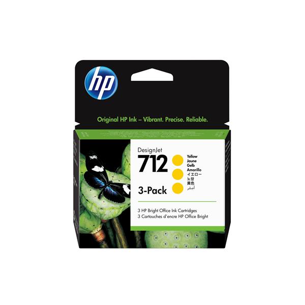 HP 712 - Confezione da 3 - 29 ml - giallo - originale - DesignJet - cartuccia d'inchiostro - per DesignJet Studio, T210, T230, T250, T630, T650