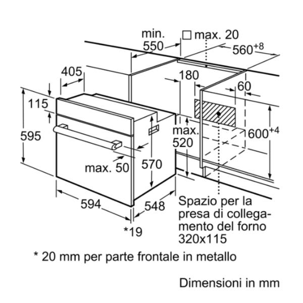 Bosch Serie | 2 HBF011BR0 - Forno - da incasso - nicchia - larghezza: 56 cm - prof. 55 cm - altezza: 57.5 cm - Classe A - acciaio inossidabile