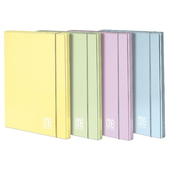 Cartella 3 lembi con elastico One Color - A4 - dorso 1 cm - colori assortiti pastello - Blasetti