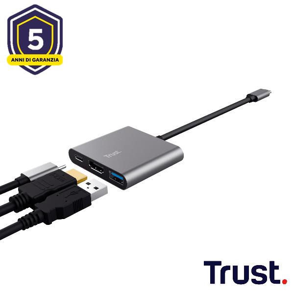 Trust Dalyx 3-in-1 Multiport USB-C Adapter - Docking station - USB-C 3.2 Gen 1 - HDMI