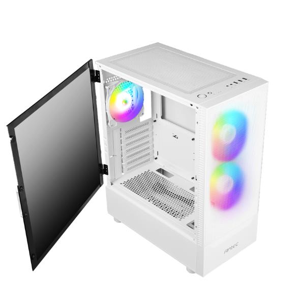 Antec NX Series NX410 - MDT - ATX - pannello laterale finestrato (vetro temperato) - senza alimentazione - bianco - USB/Audio