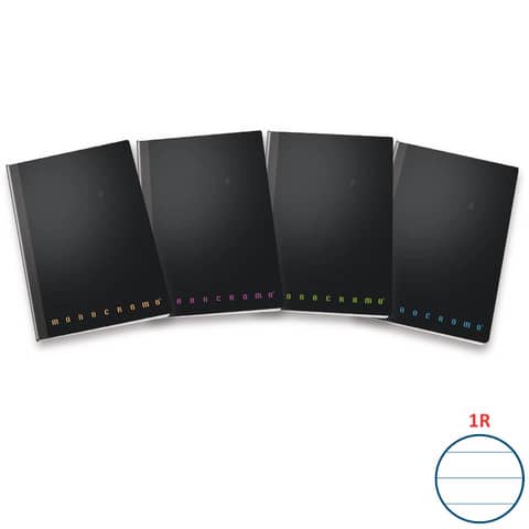 Pigna Monocromo Filo Singer - Taccuino - cucito - maxi - 220 x 280 mm - 80 fogli / 160 pagine - a righe - nero - polipropilene (PP)