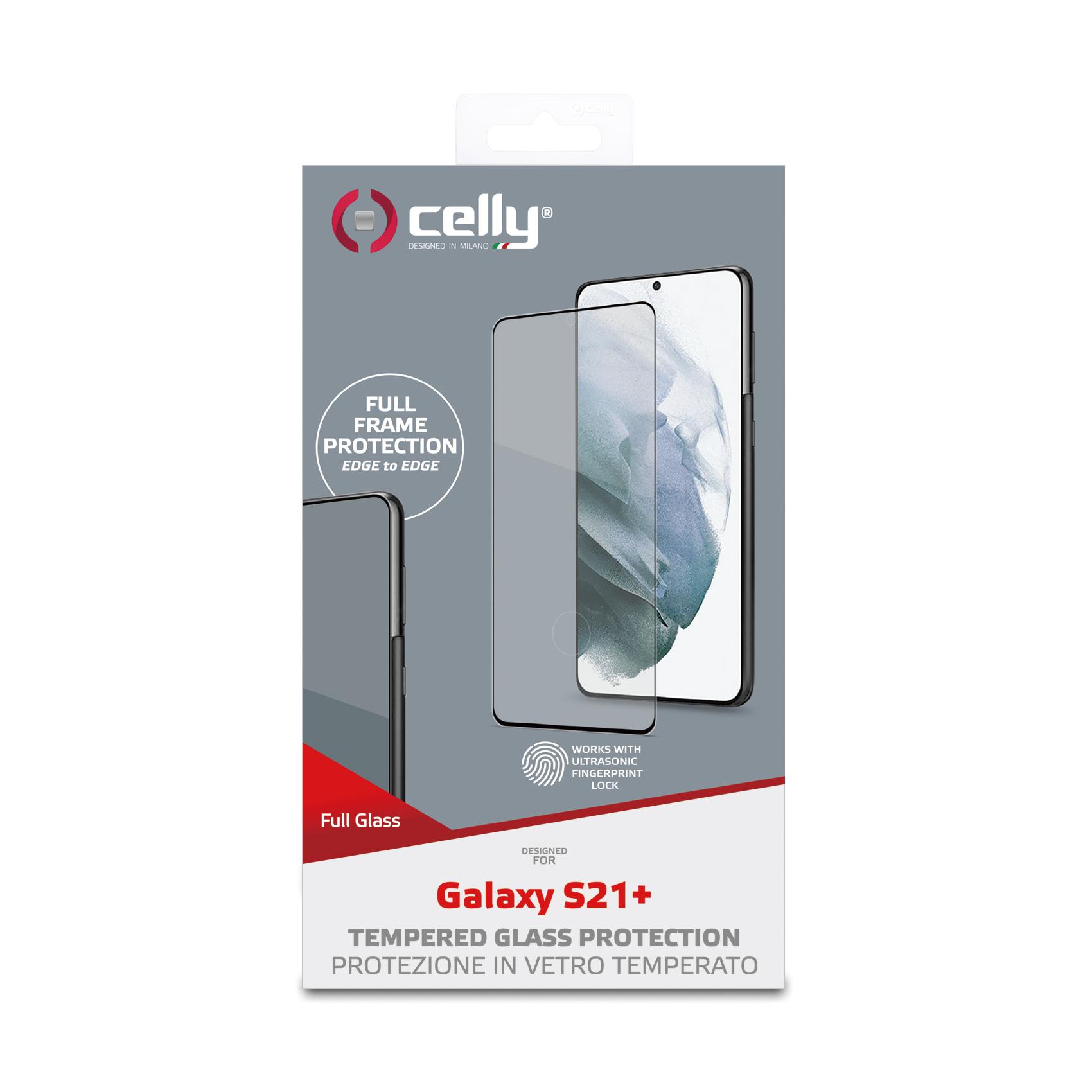Celly Full Glass - Protezione per schermo per telefono cellulare - vetro - colore telaio nero - per Samsung Galaxy S21+ 5G