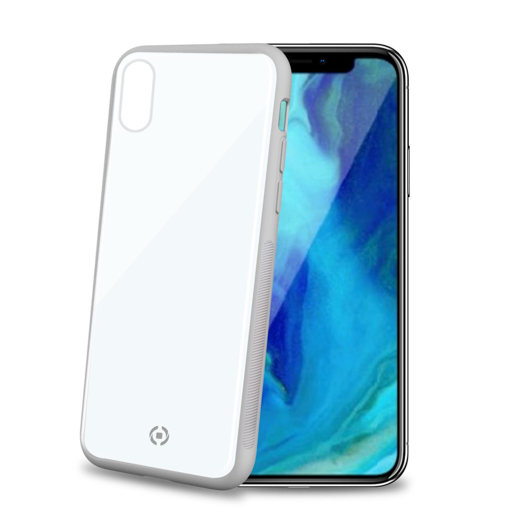 Celly DIAMOND - Cover per cellulare - vetro temperato, poliuretano termoplastico morbido (TPU) - bianco - 6.1" - per Apple iPhone XR