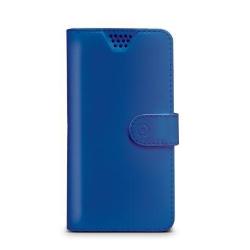 Celly Wally Unica - Flip cover per cellulare - finta pelle in poliuretano - blu - 5.5" - 6"