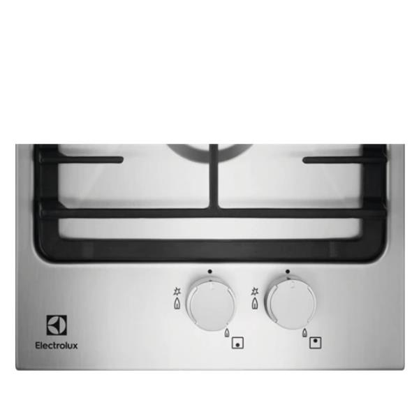 Electrolux EGG3322NVX - Piano cottura a gas - 2 piastre - Nicchia - larghezza: 27 cm - prof. 49 cm - argento - acciaio inossidabile