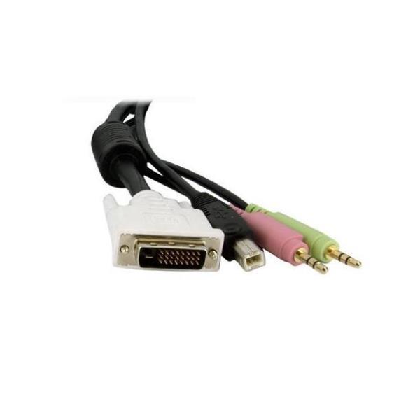 StarTech.com Cavo switch KVM DVI-D Dual Link USB 4 in 1 con audio e microfono 1,8 m (DVID4N1USB6) - Cavi tastiera / video / mouse / audio - USB, mini jack stereo, DVI-D (M) a mini jack stereo, USB Tipo B, DVI-D (M) - 1.8 m - nero - per P/N: RKCOND17HD, SV231DVIUAHR, SV231QDVIUA, SV231TDVIUA, SV431DL2DU3A, SV431TDVIUA