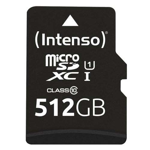 Intenso Premium - Scheda di memoria flash (adattatore da microSDXC a SD in dotazione) - 512 GB - UHS Class 1 / Class10 - UHS-I microSDXC