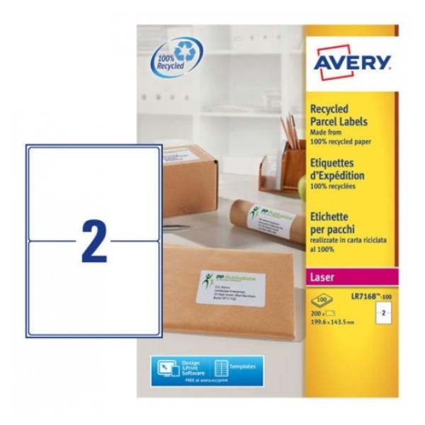 Avery QuickPEEL Recycled Labels - Adesivo permanente - bianco naturale - 143.5 x 199.6 mm 200 etichette (100 foglio(i) x 2) Etichette per indirizzi