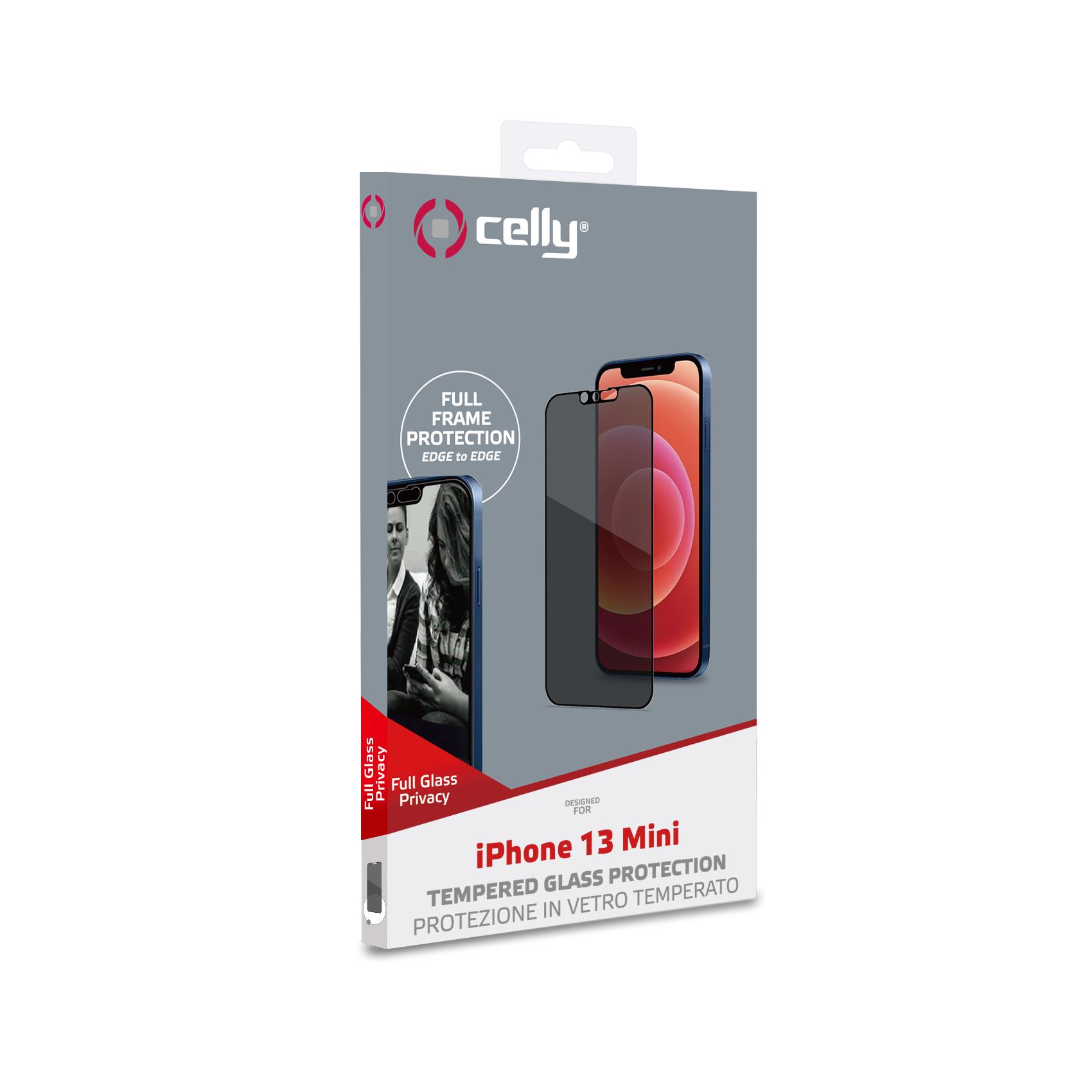 Celly - Protezione per schermo per telefono cellulare - 3D - vetro - con filtro privacy - A due vie - per Apple iPhone 13 mini