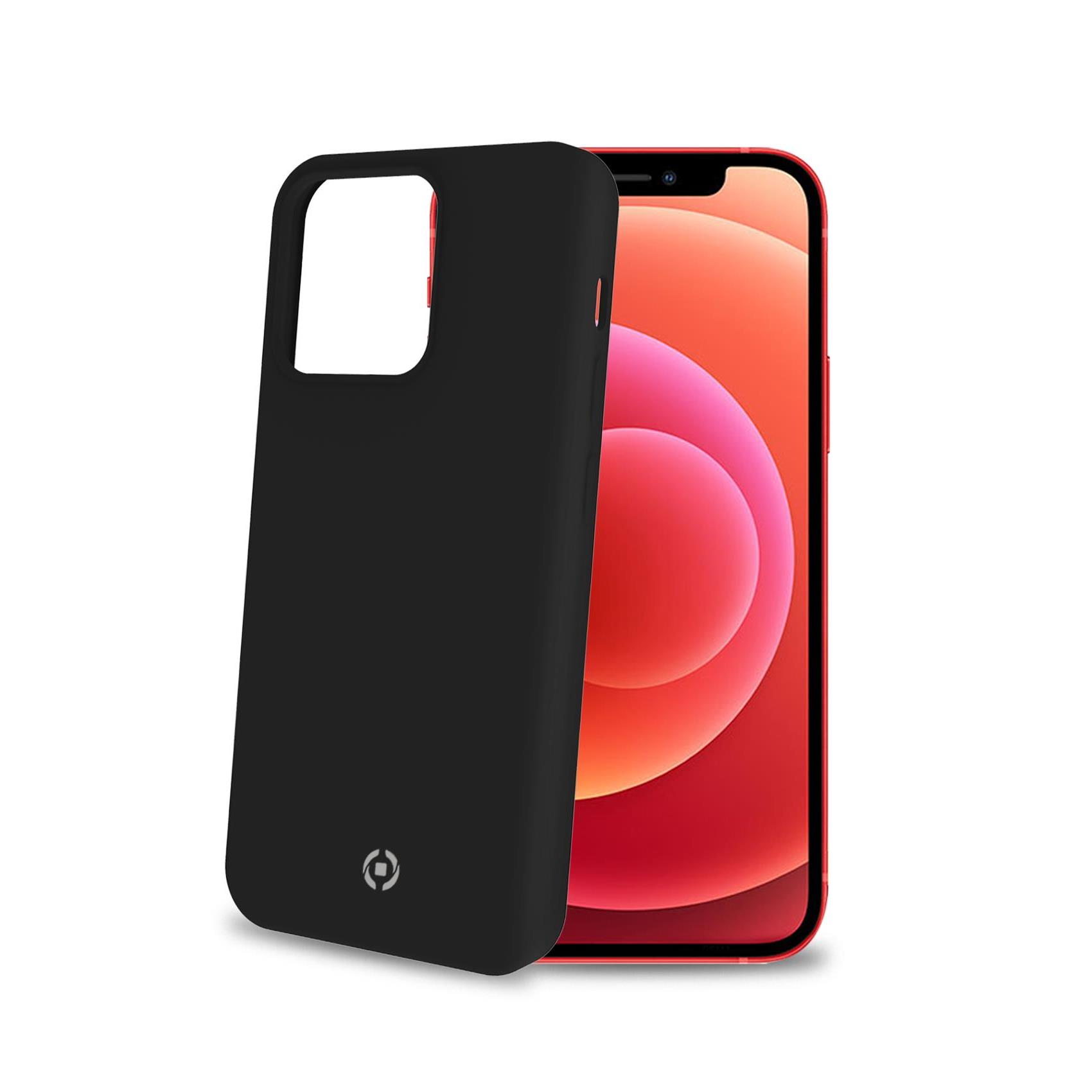 Celly Cromo - Cover per cellulare - TPU (poliuretano termoplastico), rivestimento in silicone - nero - per Apple iPhone 13 Pro