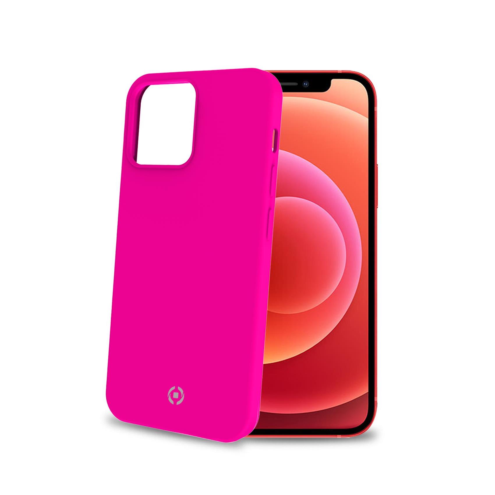 Celly Cromo - Cover per cellulare - TPU (poliuretano termoplastico), rivestimento in silicone - rosa - per Apple iPhone 13