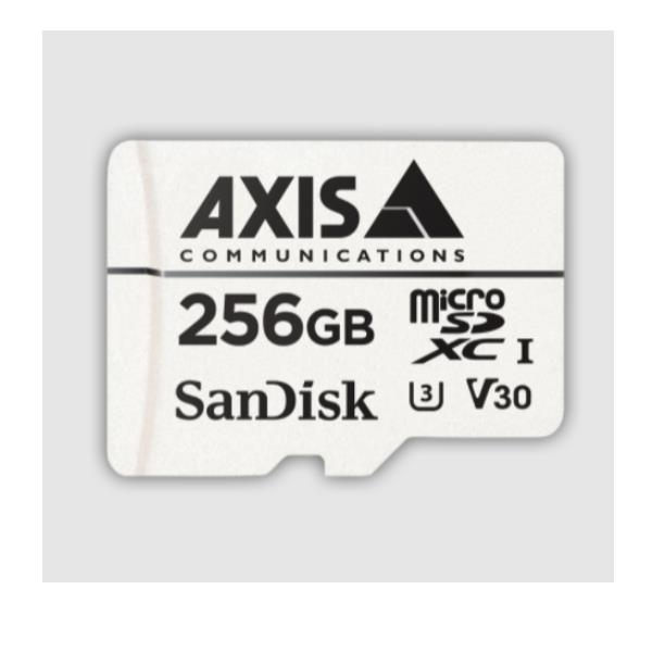 AXIS Surveillance - Scheda di memoria flash (adattatore da microSDXC a SD in dotazione) - 256 GB - Video Class V30 / UHS Class 3 / Class10 - microSDXC - bianco - per AXIS M4308, P3818, Q1656, Q1715, Q1951, Q1952, Q3538, Q6100, V5938 50; P37 Series