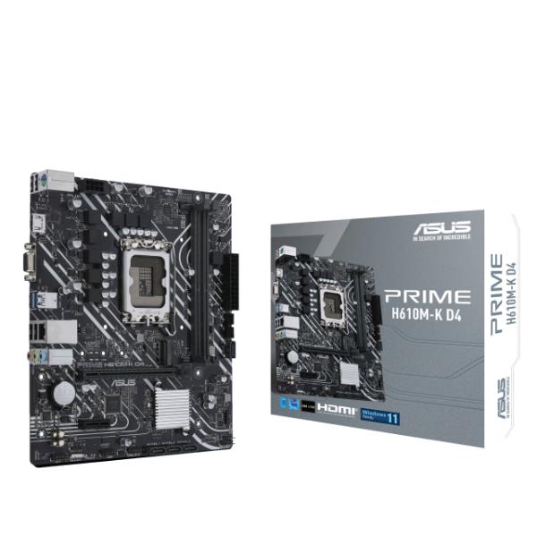 ASUS PRIME H610M-K D4 - Scheda madre - micro ATX - zoccolo LGA1700 - H610 Chipset - USB 3.2 Gen 1, USB 3.2 Gen 2 - Gigabit LAN - scheda grafica (richiesta CPU) - HD Audio (8 canali)