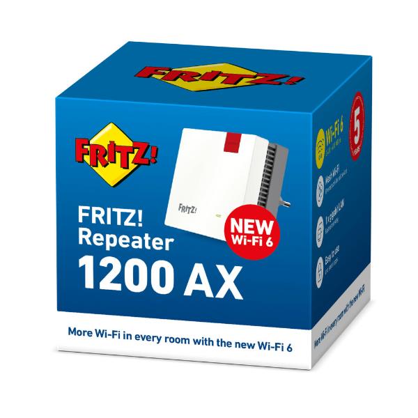 AVM FRITZ! Repeater 1200 AX - Wi-Fi range extender - GigE - Wi-Fi 6 - 2.4 GHz, 5 GHz