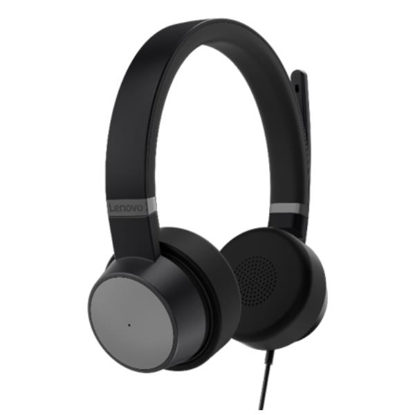 Lenovo Go - Cuffie con microfono - on-ear - cablato - eliminazione rumore attivata - USB-C - nero tuono - Certificato per Skype for Business, Certificato per i team Microsoft - per IdeaPad S340-14; ThinkCentre M80s Gen 3; M90a Gen 3; M90a Pro Gen 3; M90t Gen 3; V15 IML