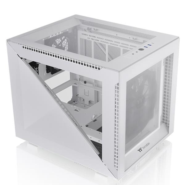 Thermaltake Divider 200 TG Snow - Micro case - micro ATX - pannello laterale finestrato (vetro temperato) - senza alimentazione (PS/2) - bianco - USB/Audio