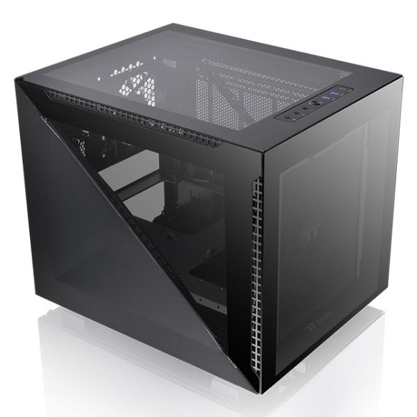 Thermaltake Divider 200 TG - Micro case - micro ATX - pannello laterale finestrato (vetro temperato) - senza alimentazione (PS/2) - nero - USB/Audio