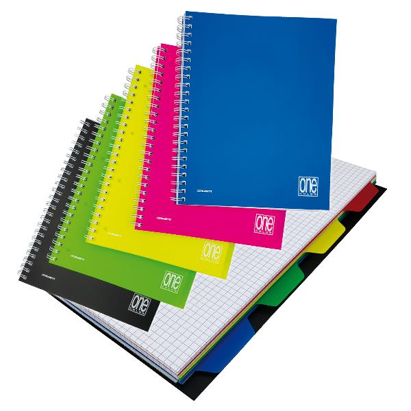 Blasetti One Color - Taccuino - rilegatura a spirale - 120 fogli / 240 pagine - quadrettato - disponibile in colori assortiti - polipropilene (PP)