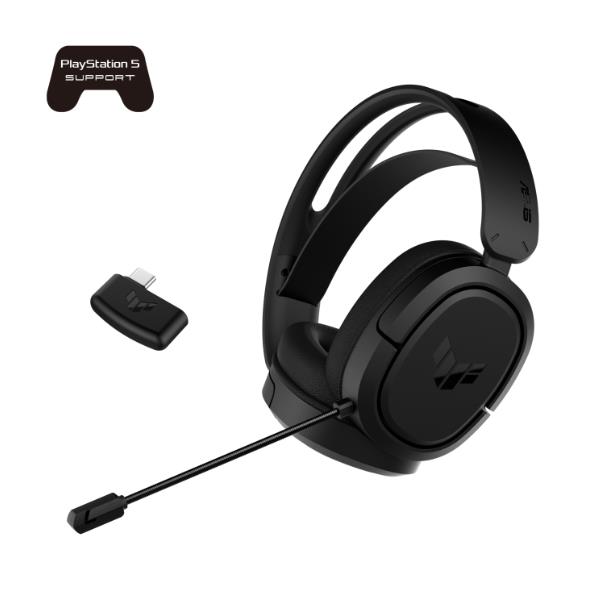 ASUS TUF Gaming H1 Wireless - Cuffie con microfono - dimensione completa - 2,4 GHz - senza fili - nero