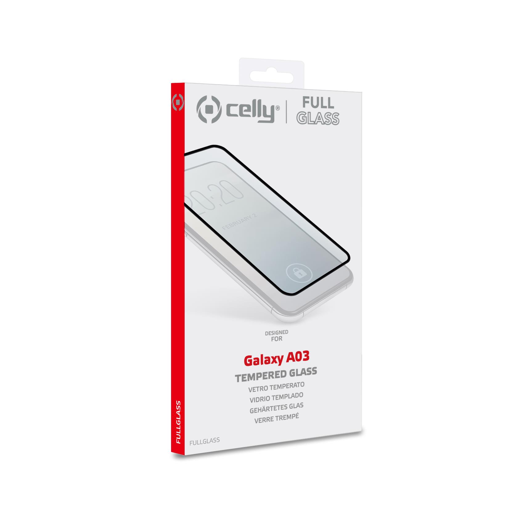 Celly - Protezione per schermo per telefono cellulare - vetro integrale - vetro - colore telaio nero - per Samsung Galaxy A03, A03 Core, A03s