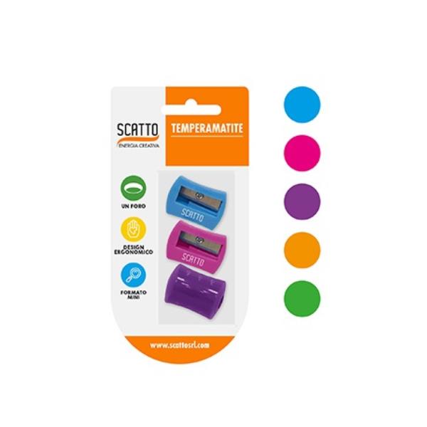 Scatto Energia Creativa - Temperino - mini - assortiti - plastica (pacchetto di 3)