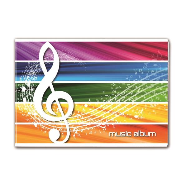Blasetti - Libro per musica - graffettato - 170 x 240 mm - orizzontale - 8 fogli - staff - blu, arancione, verde, giallo, rosa