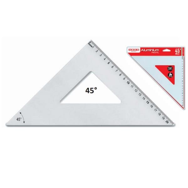 ARDA Aluminium Profil - Righello - 25 cm - 45°, 45°