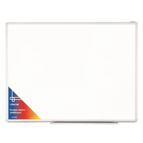 Iternet - Lavagna bianca - montabile a parete - 1000 x 1500 mm - acciaio laccato - magnetica - bianco - cornice in alluminio
