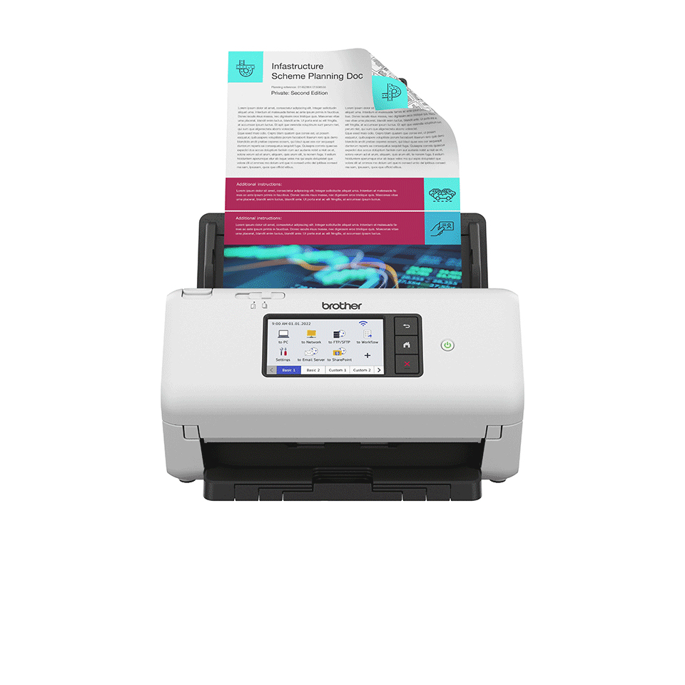 Brother ADS-4700W - Scanner documenti - CIS duale - Duplex - A4 - 600 dpi x 600 dpi - fino a 40 ppm (mono) / fino a 40 ppm (colore) - ADF (Alimentatore automatico documenti) (80 fogli) - fino a 6000 scansioni al giorno - USB 3.0, Gigabit LAN, Wi-Fi(n), USB 2.0 (Host)
