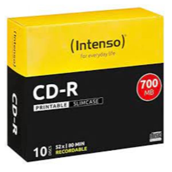 Intenso - 10 x CD-R - 700 MB (80 min) 52x - superfice stampabile con ink jet - Astuccio CD Slim