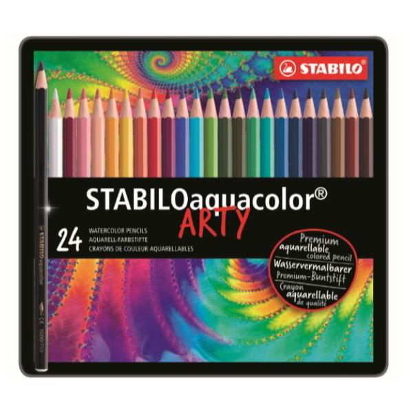 Pastello Aquacolor 1624 - tratto 2,80 mm - colori assortiti - Stabilo - astuccio 24 pezzi