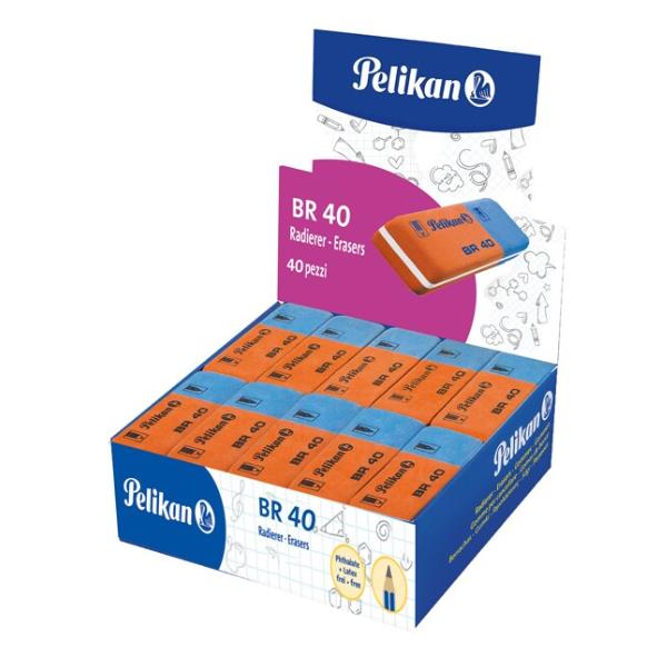 Gomma BR40 - blu e rossa - Pelikan - conf. 40 pezzi