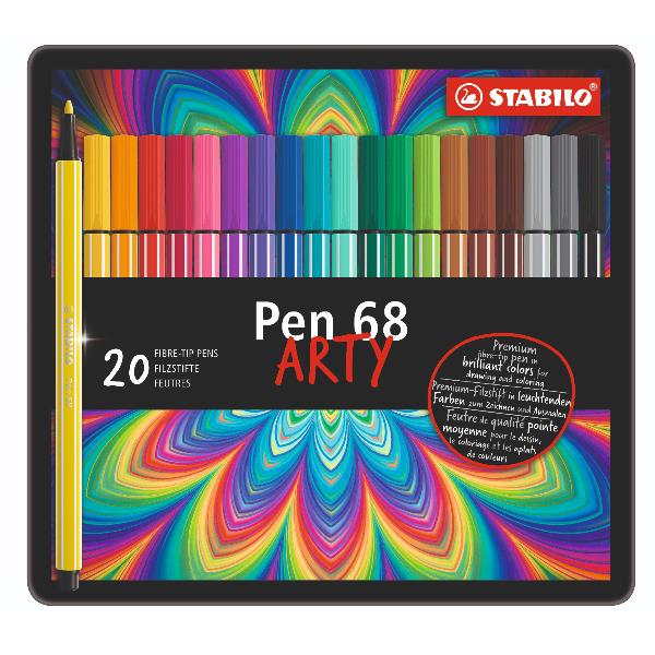Pennarelli Pen 68 - colori assortiti - Stabilo - scatola in metallo 20 pezzi
