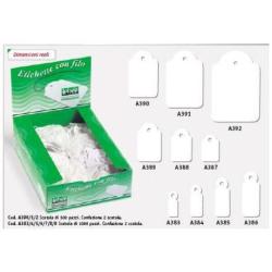 Etichette con filo A391 - 28 x 43 mm - bianco - Lebez - conf. 500 pezzi