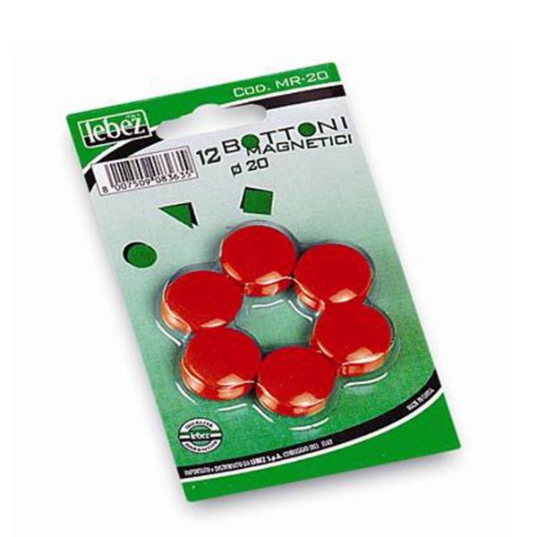 Bottoni magnetici - diametro 2 cm - rosso - Lebez - blister 12 pezzi