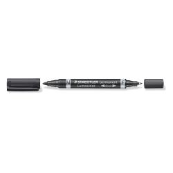 Pennarello Lumocolor Permanent Duo 348 punta feltro - punta 0,6mm e 1,5mm - nero - Staedtler