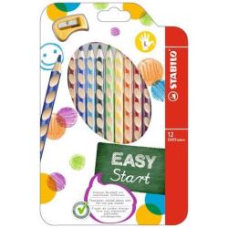 Pastelli Easycolors - diametro mina 4,2 mm - per mancini - Stabilo - astuccio 12 colori