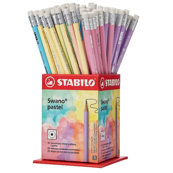 Matita Swano Pastel - grafite - HB - colori assortiti - Stabilo - expo 72 pezzi