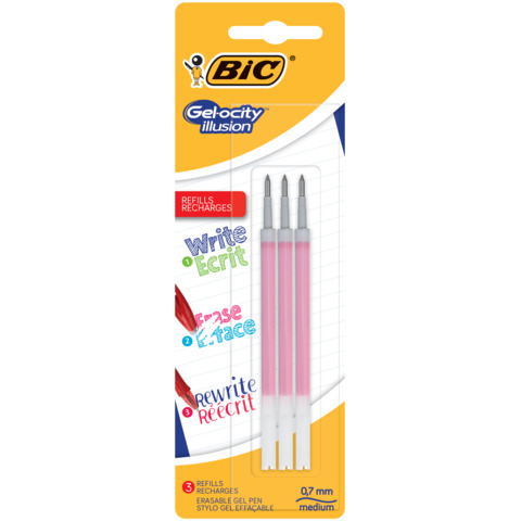 Refill a sfera gel cancellabile - punta 0,7 mm - rosso - Bic - blister 3 pezzi
