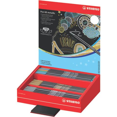 Pennarello Pen 68 - colori assortiti metallici - Stabilo - expo 60 pezzi