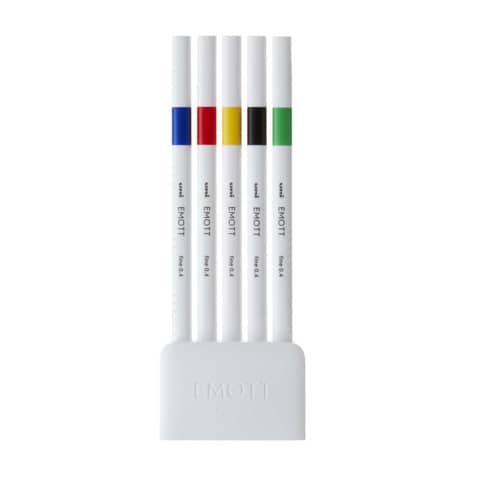 Fineliner Emott -  tratto 0.4 mm - colori assortiti vivid - Uni Mitsubishi - conf. 5 pezzi