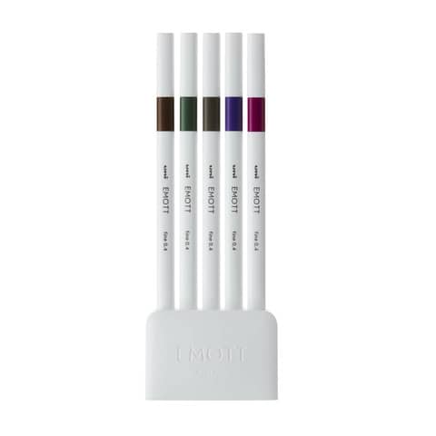 Fineliner Emott -  tratto 0.4 mm - colori assortiti vintage - Uni Mitsubishi - conf. 5 pezzi