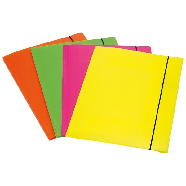 Cartella 3 lembi con elastico Shocking File - A4 - dorso 3 cm - PP - colori fluo assortiti - Fellowes