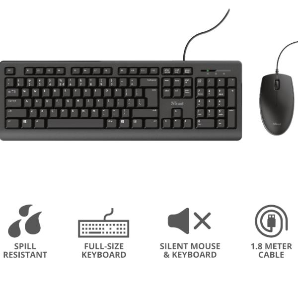Set tastiera ultrasilenziosa TKM-250 con filo + mouse con filo - Trust