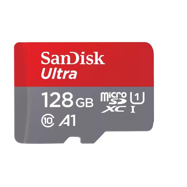 SanDisk Ultra - Scheda di memoria flash (adattatore da microSDXC a SD in dotazione) - 128 GB - A1 / UHS Class 1 / Class10 - UHS-I microSDXC