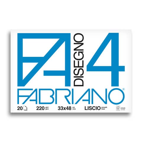 Album F4 - 33 x 48 cm - 220 gr - 20 fogli - liscio - Fabriano